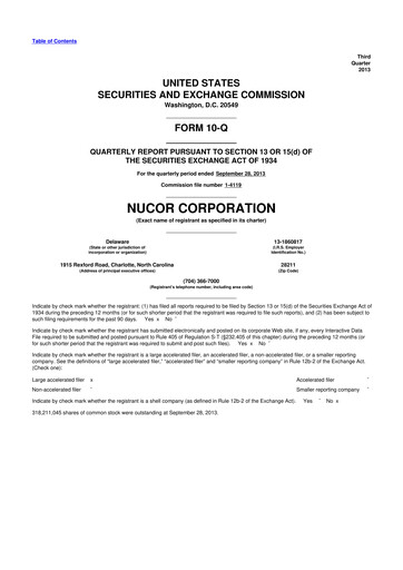 Thumbnail Nucor
 10-Q Quarterly Report FY2013 