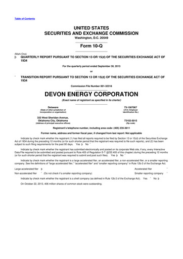 Thumbnail Devon Energy
 10-Q Quarterly Report FY2013 