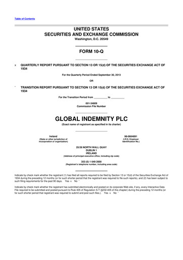 Thumbnail Global Indemnity 10-Q Quarterly Report FY2013 