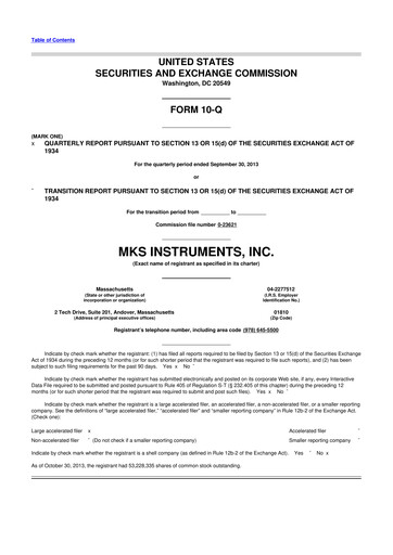 Thumbnail MKS Instruments 10-Q Quarterly Report FY2013 
