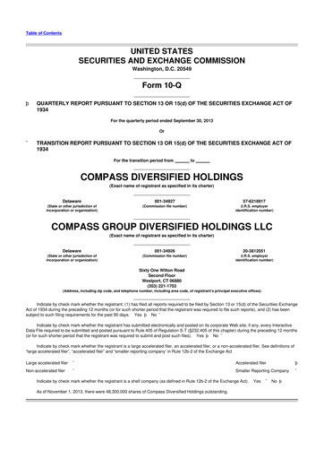 Thumbnail Compass Diversified Holdings 10-Q Quarterly Report FY2013 