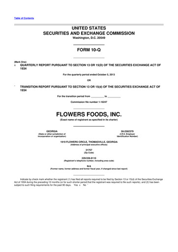 Thumbnail Flowers Foods
 10-Q Quarterly Report FY2013 