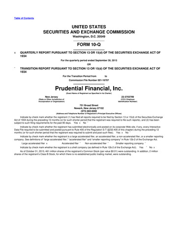 Thumbnail Prudential Financial 10-Q Quarterly Report FY2013 
