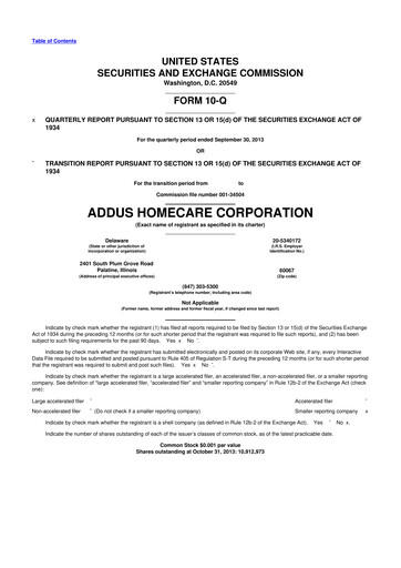 Thumbnail 
Addus HomeCare 10-Q Quarterly Report FY2013 
