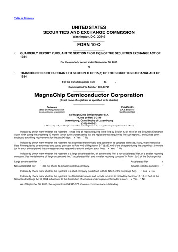 Miniature Magnachip Semiconductor 10-Q Rapport trimestriel 2013 