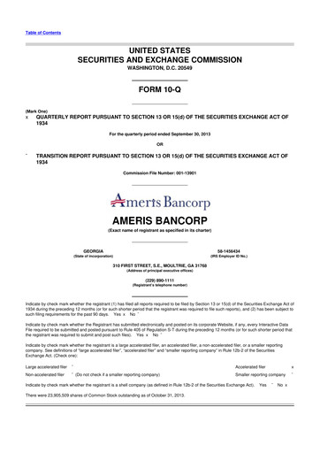 Miniature Ameris Bancorp
 10-Q Rapport trimestriel 2013 