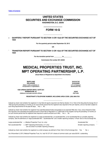 Vorschaubild Medical Properties Trust
 10-Q Quartalsbericht  