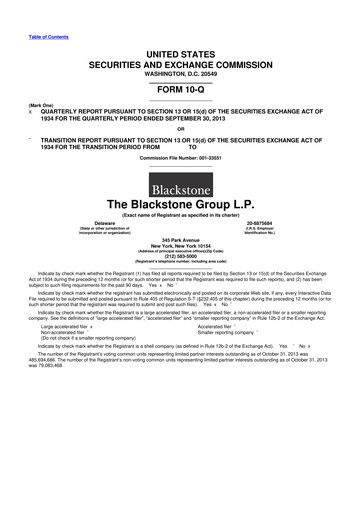 Thumbnail Blackstone Group 10-Q Quarterly Report FY2013 