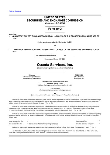 Thumbnail Quanta Services
 10-Q Quarterly Report FY2013 