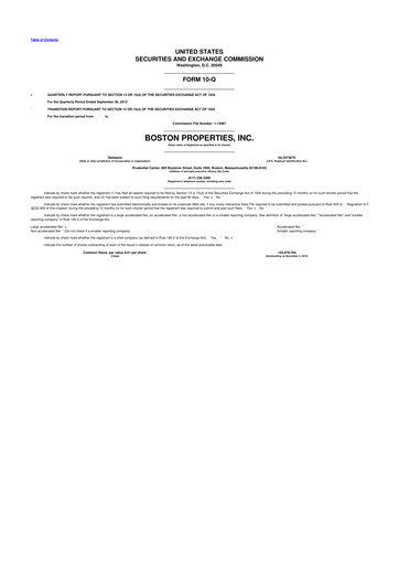 Thumbnail BXP, Inc.
 10-Q Quarterly Report FY2013 