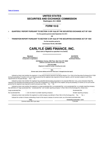 Thumbnail Carlyle Secured Lending 10-Q Quarterly Report FY 