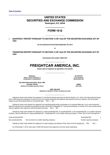 Thumbnail FreightCar America
 10-Q Quarterly Report FY2013 