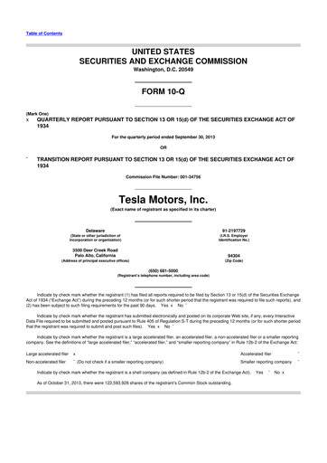 Thumbnail Tesla 10-Q Quarterly Report FY2013 