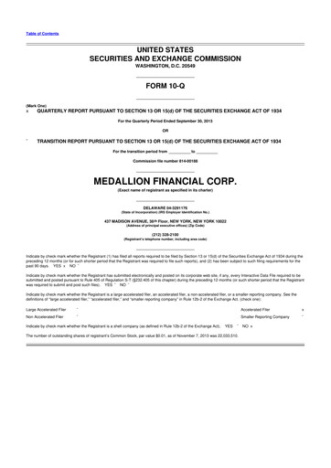 Thumbnail Medallion Financial Corp. 10-Q Quarterly Report FY 