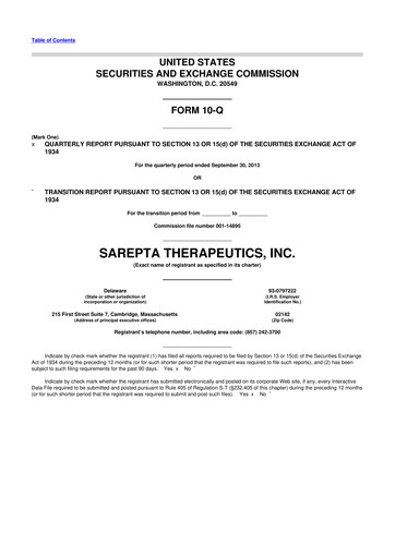 Thumbnail Sarepta Therapeutics
 10-Q Quarterly Report FY2013 