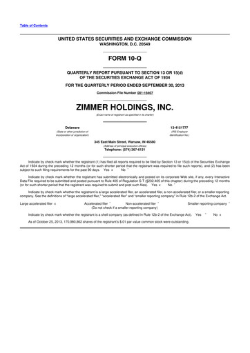 Thumbnail Zimmer Biomet 10-Q Quarterly Report FY2013 