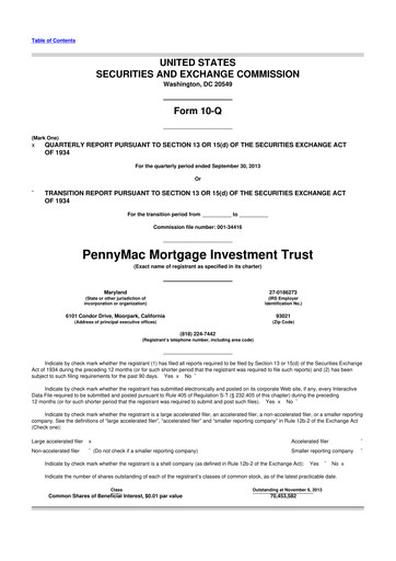 Thumbnail PennyMac Mortgage Investment Trust 10-Q Quarterly Report FY2013 