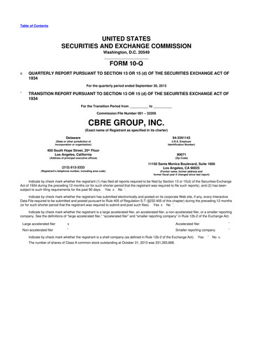 Thumbnail CBRE Group
 10-Q Quarterly Report FY2013 