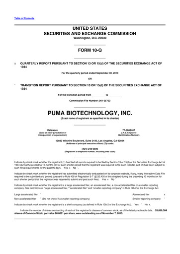 Thumbnail Puma Biotechnology 10-Q Quarterly Report FY2013 