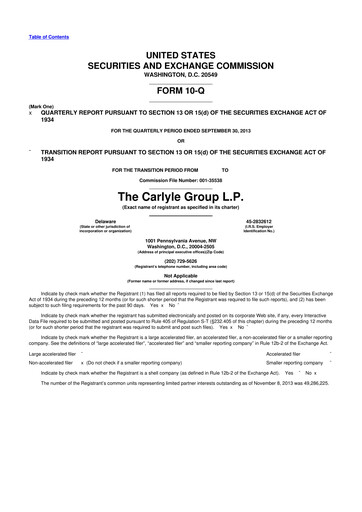 Thumbnail Carlyle Group 10-Q Quarterly Report FY2013 