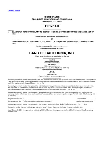Thumbnail Banc of California 10-Q Quarterly Report FY2013 