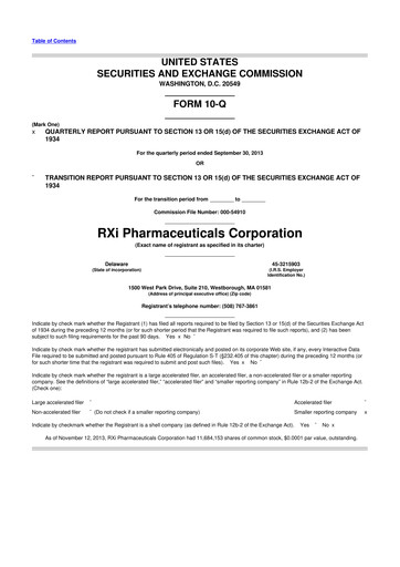 Vorschaubild Phio Pharmaceuticals 10-Q Quartalsbericht 2013 