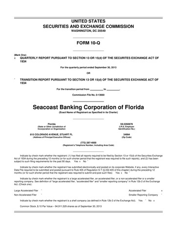 Thumbnail Seacoast Banking 10-Q Quarterly Report FY2013 