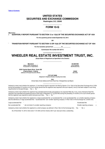Thumbnail Wheeler Real Estate Investment Trust 10-Q Quarterly Report FY2013 