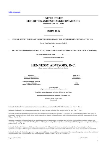 Thumbnail Hennessy Advisors 10-K Annual Report 2013