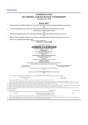 Thumbnail Amdocs 20-F Annual Report 2013