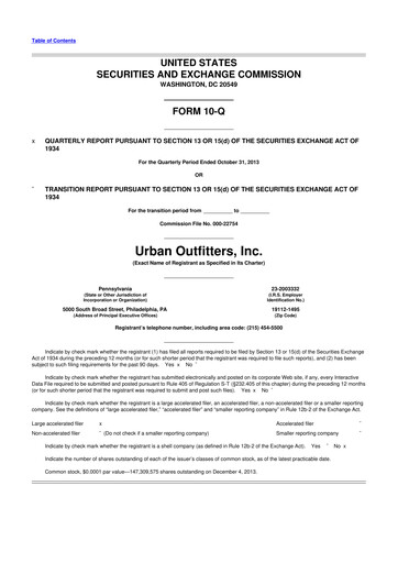 Thumbnail Urban Outfitters
 10-Q Quarterly Report FY2014 