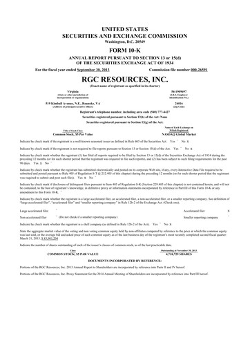 Thumbnail RGC Resources 10-K Annual Report 2013