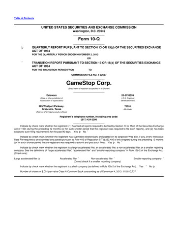 Thumbnail GameStop
 10-Q Quarterly Report FY2013 