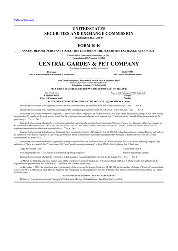 Thumbnail Central Garden & Pet 10-K Annual Report 2013