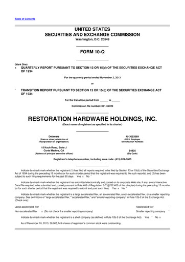 Thumbnail Restoration Hardware
 10-Q Quarterly Report FY2013 
