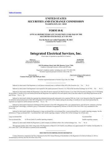 Thumbnail IES Holdings 10-K Annual Report 2013