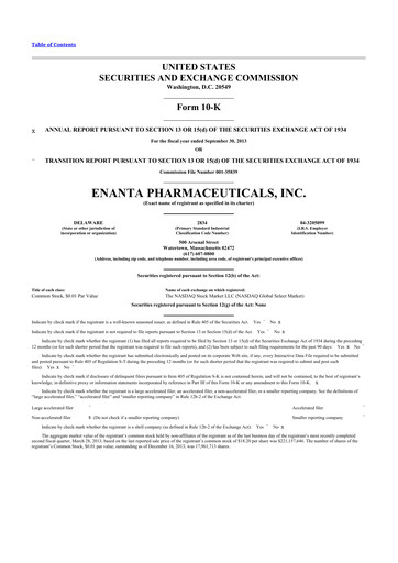 Thumbnail Enanta Pharmaceuticals
 10-K Annual Report 2013