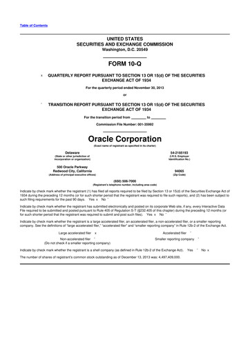 Thumbnail Oracle 10-Q Quarterly Report FY2014 