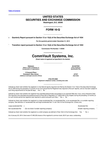 Thumbnail Commvault 10-Q Quarterly Report FY 