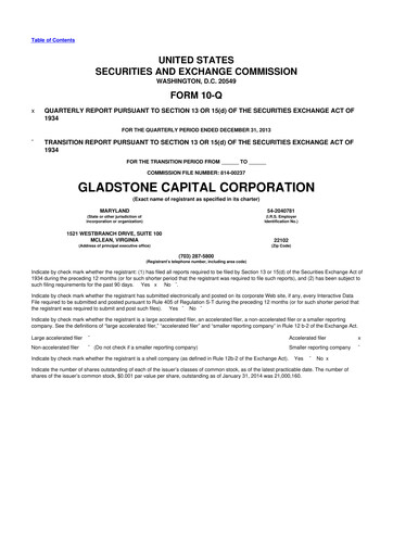 Thumbnail Gladstone Capital Corporation 10-Q Quarterly Report FY 