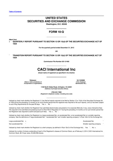 Thumbnail CACI International Inc 10-Q Quarterly Report FY2014 