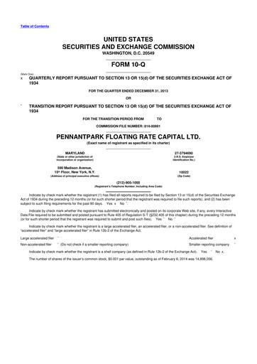 Thumbnail PennantPark Floating Rate Capital Ltd.
 10-Q Quarterly Report FY 