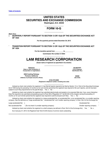 Thumbnail Lam Research 10-Q Quarterly Report FY2014 