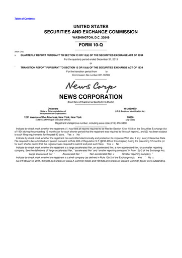 Thumbnail News Corp 10-Q Quarterly Report FY2014 