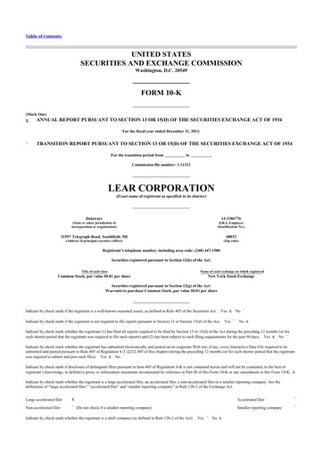 Thumbnail Lear Corporation
 10-K Annual Report 2013