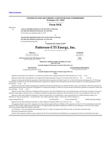 Thumbnail Patterson-UTI Energy 10-K Annual Report 2013