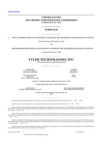 Vorschaubild Tyler Technologies
 10-K Jahresbericht 2013