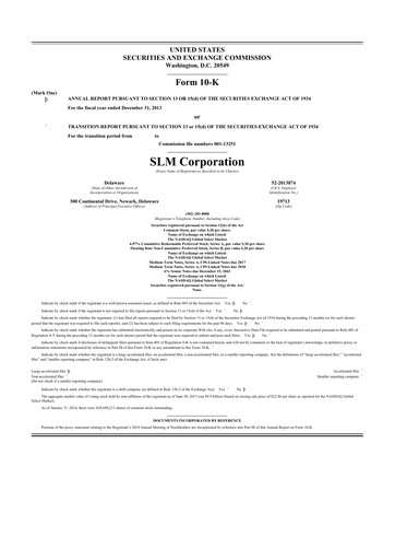 Thumbnail SLM Corporation (Sallie Mae) 10-K Annual Report 2013