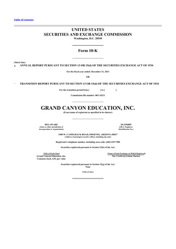 Thumbnail Grand Canyon Education 10-K Annual Report 2013