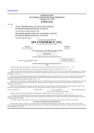 Thumbnail SPS Commerce
 10-K Annual Report 2013